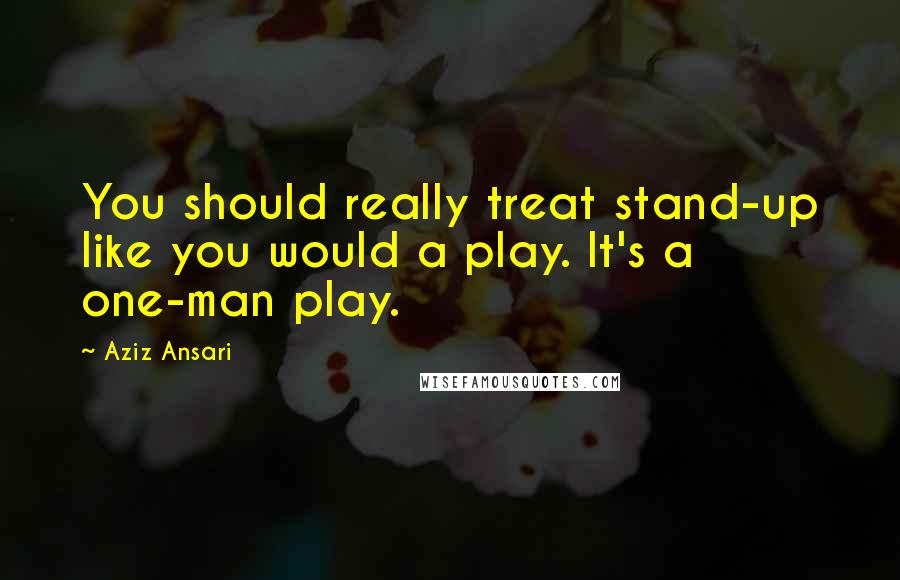 Aziz Ansari Quotes: You should really treat stand-up like you would a play. It's a one-man play.