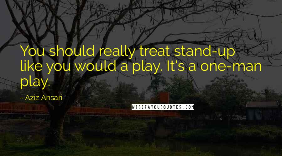 Aziz Ansari Quotes: You should really treat stand-up like you would a play. It's a one-man play.