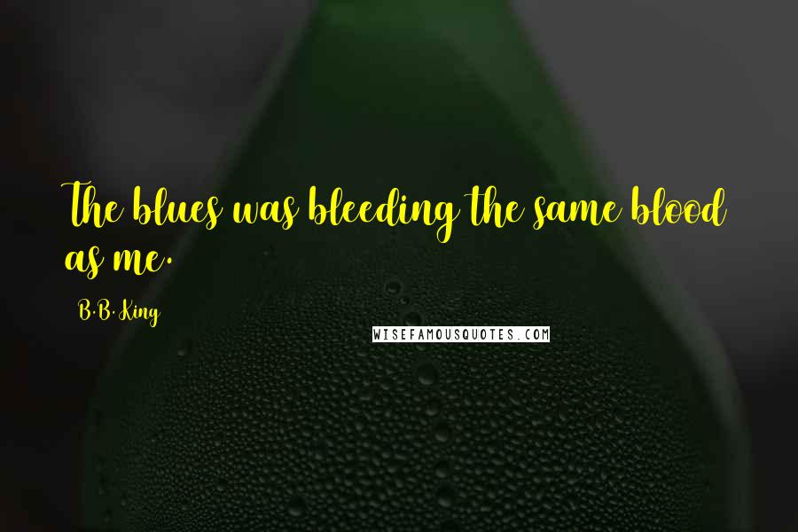 B.B. King Quotes: The blues was bleeding the same blood as me.