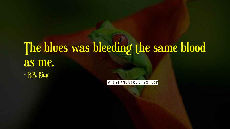B.B. King Quotes: The blues was bleeding the same blood as me.