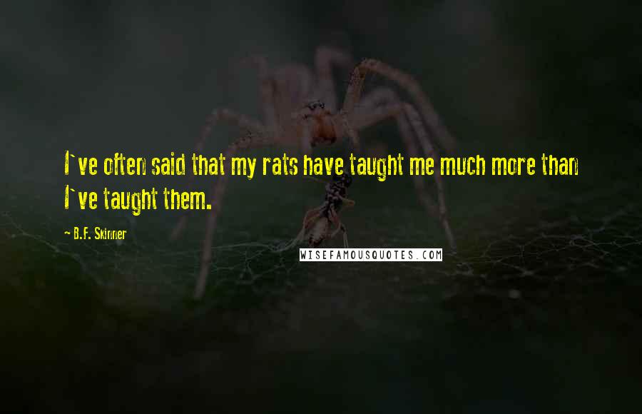 B.F. Skinner Quotes: I've often said that my rats have taught me much more than I've taught them.