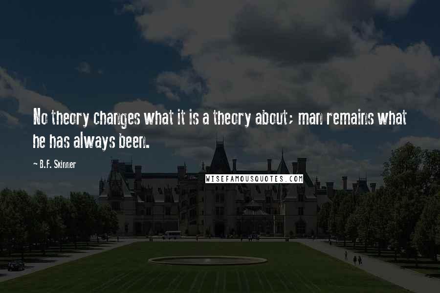 B.F. Skinner Quotes: No theory changes what it is a theory about; man remains what he has always been.