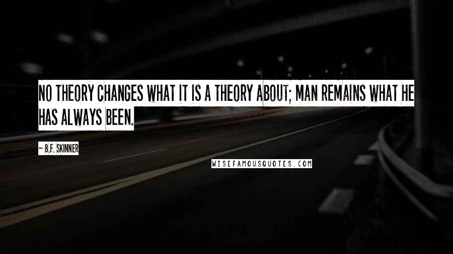 B.F. Skinner Quotes: No theory changes what it is a theory about; man remains what he has always been.