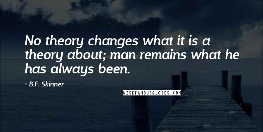 B.F. Skinner Quotes: No theory changes what it is a theory about; man remains what he has always been.