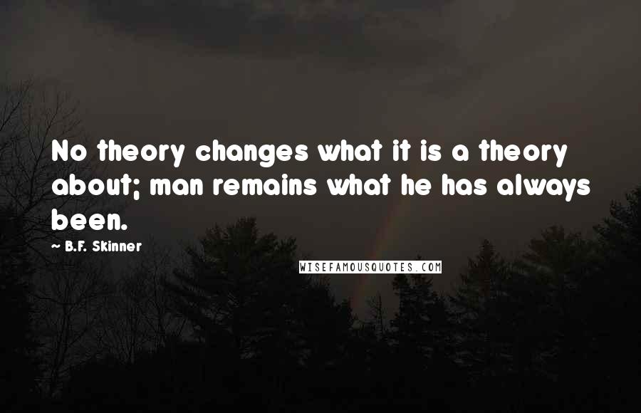 B.F. Skinner Quotes: No theory changes what it is a theory about; man remains what he has always been.