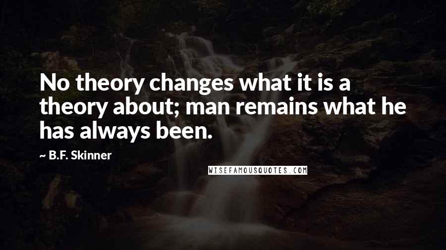 B.F. Skinner Quotes: No theory changes what it is a theory about; man remains what he has always been.