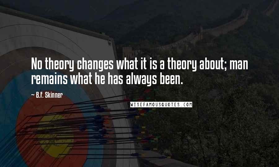 B.F. Skinner Quotes: No theory changes what it is a theory about; man remains what he has always been.