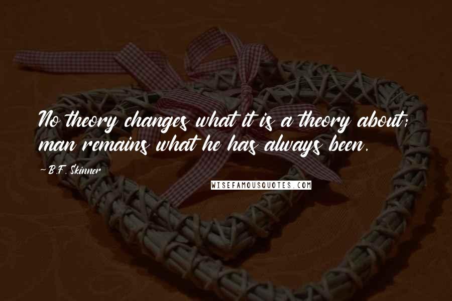 B.F. Skinner Quotes: No theory changes what it is a theory about; man remains what he has always been.