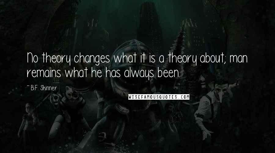 B.F. Skinner Quotes: No theory changes what it is a theory about; man remains what he has always been.