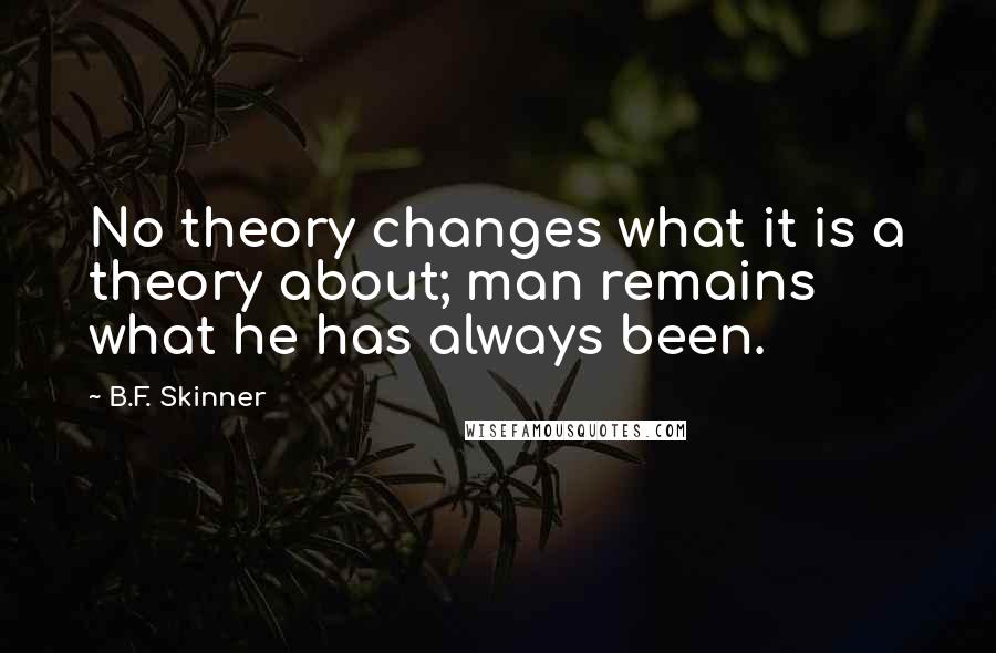 B.F. Skinner Quotes: No theory changes what it is a theory about; man remains what he has always been.