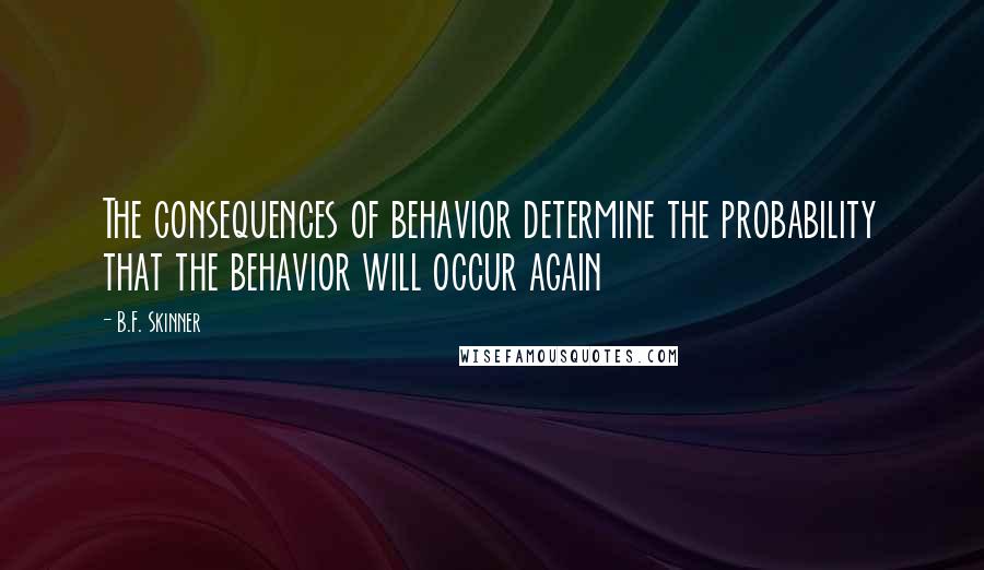 B.F. Skinner Quotes: The consequences of behavior determine the probability that the behavior will occur again