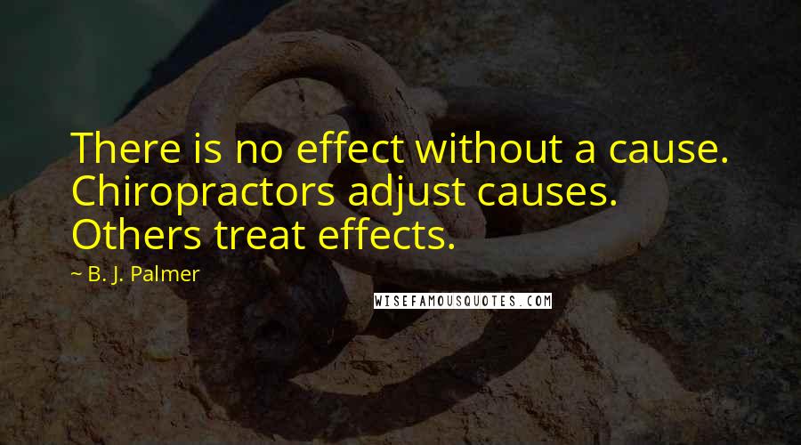 B. J. Palmer Quotes: There is no effect without a cause. Chiropractors adjust causes. Others treat effects.