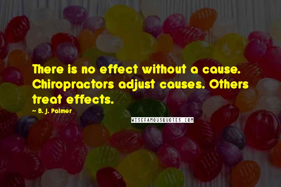 B. J. Palmer Quotes: There is no effect without a cause. Chiropractors adjust causes. Others treat effects.