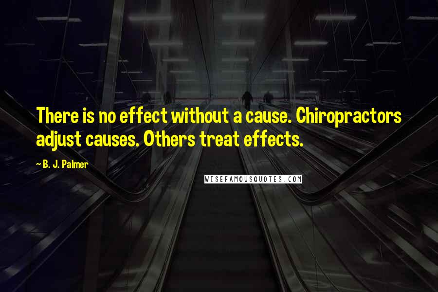 B. J. Palmer Quotes: There is no effect without a cause. Chiropractors adjust causes. Others treat effects.