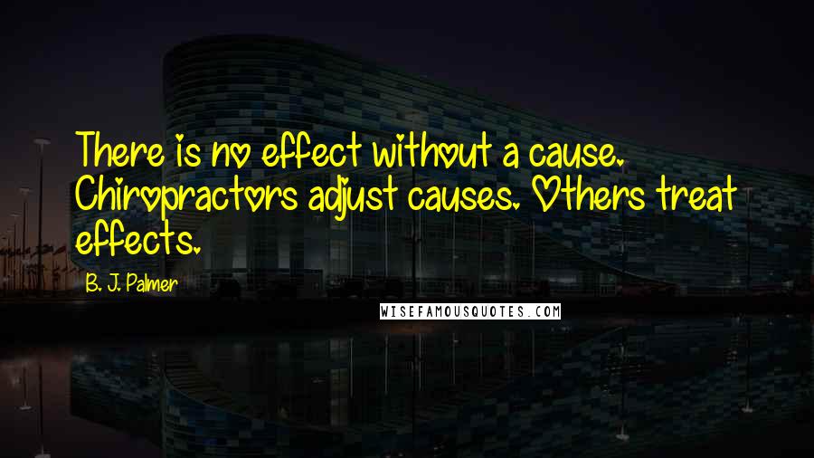 B. J. Palmer Quotes: There is no effect without a cause. Chiropractors adjust causes. Others treat effects.