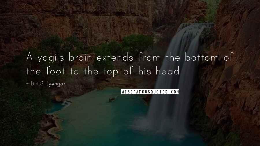 B.K.S. Iyengar Quotes: A yogi's brain extends from the bottom of the foot to the top of his head