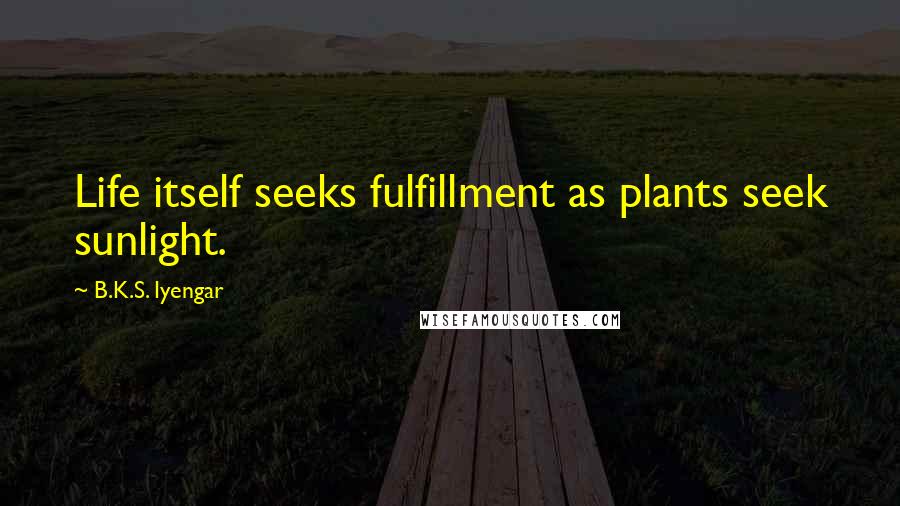 B.K.S. Iyengar Quotes: Life itself seeks fulfillment as plants seek sunlight.