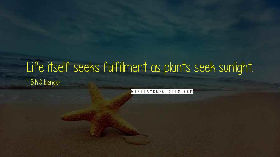 B.K.S. Iyengar Quotes: Life itself seeks fulfillment as plants seek sunlight.