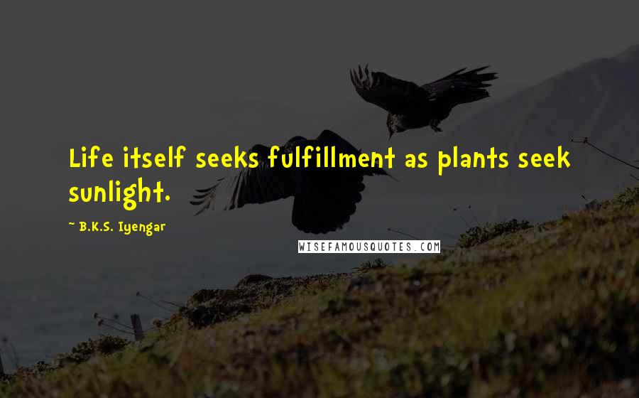 B.K.S. Iyengar Quotes: Life itself seeks fulfillment as plants seek sunlight.