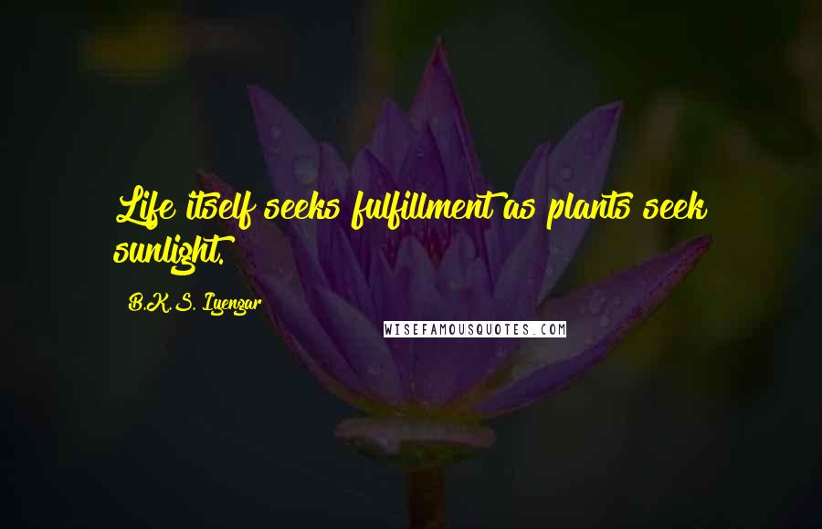 B.K.S. Iyengar Quotes: Life itself seeks fulfillment as plants seek sunlight.