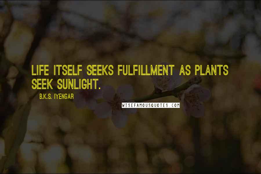 B.K.S. Iyengar Quotes: Life itself seeks fulfillment as plants seek sunlight.