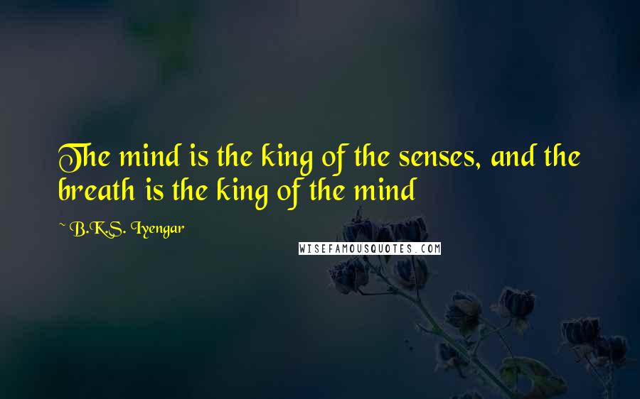B.K.S. Iyengar Quotes: The mind is the king of the senses, and the breath is the king of the mind