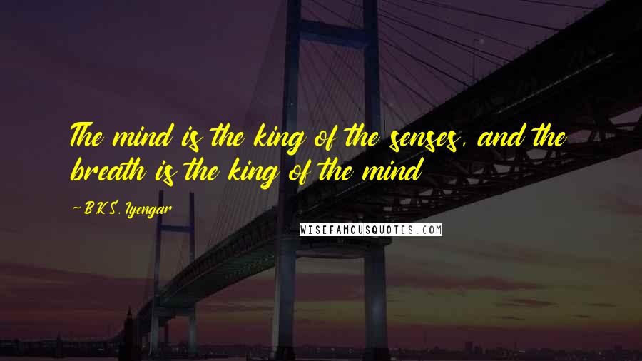 B.K.S. Iyengar Quotes: The mind is the king of the senses, and the breath is the king of the mind