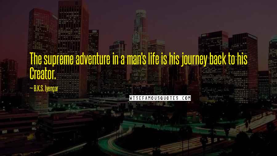 B.K.S. Iyengar Quotes: The supreme adventure in a man's life is his journey back to his Creator.
