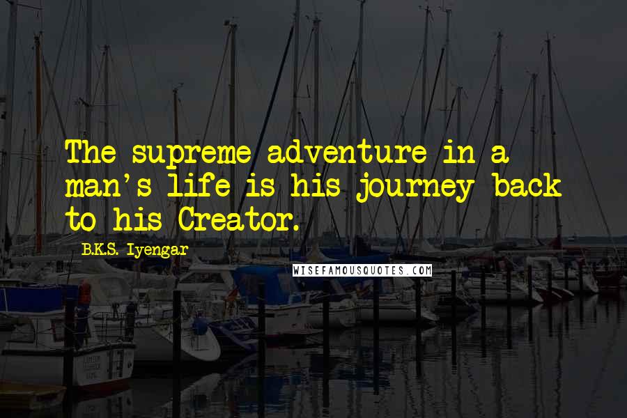 B.K.S. Iyengar Quotes: The supreme adventure in a man's life is his journey back to his Creator.