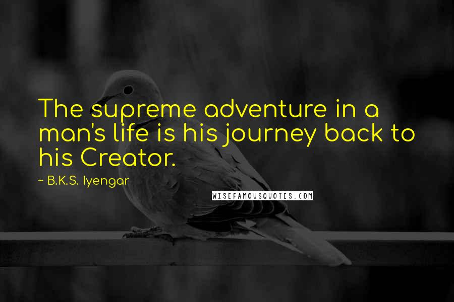 B.K.S. Iyengar Quotes: The supreme adventure in a man's life is his journey back to his Creator.