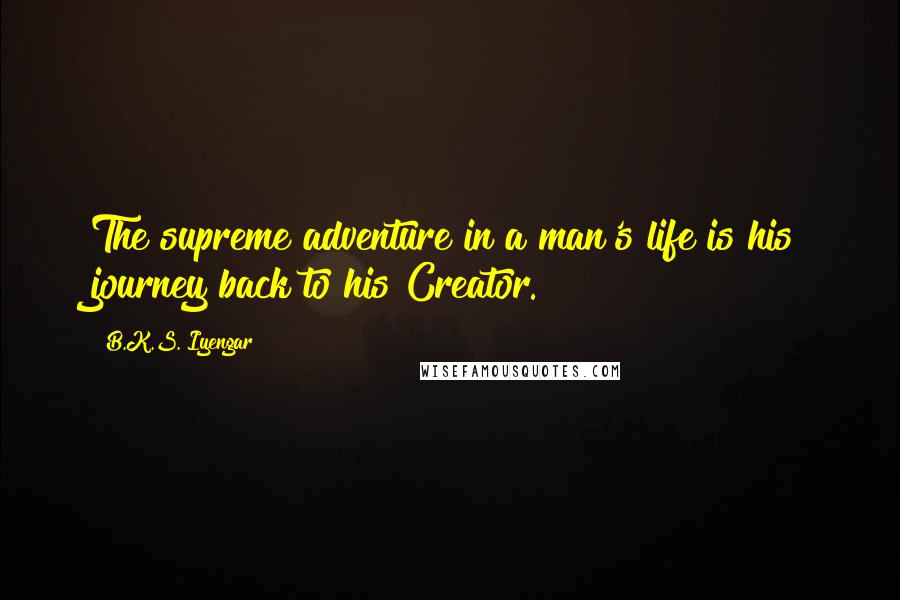 B.K.S. Iyengar Quotes: The supreme adventure in a man's life is his journey back to his Creator.