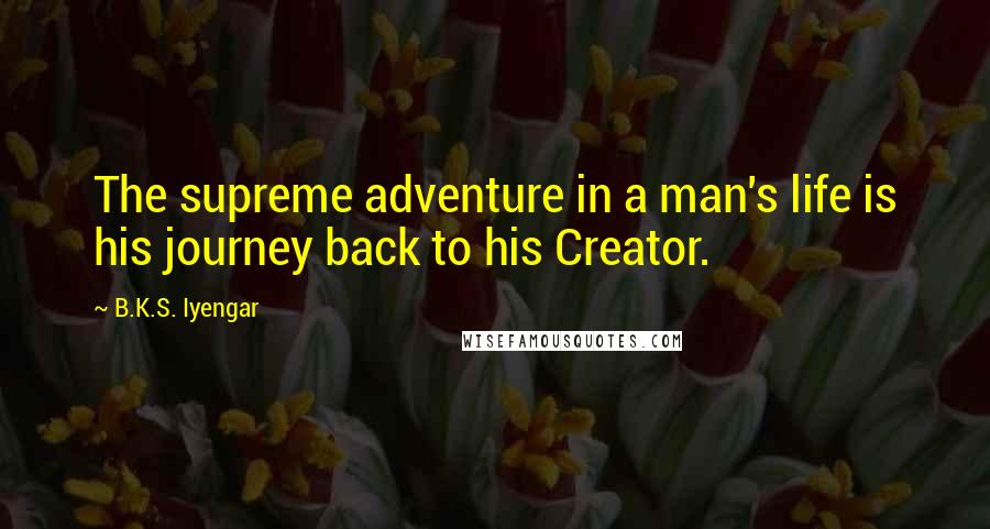 B.K.S. Iyengar Quotes: The supreme adventure in a man's life is his journey back to his Creator.