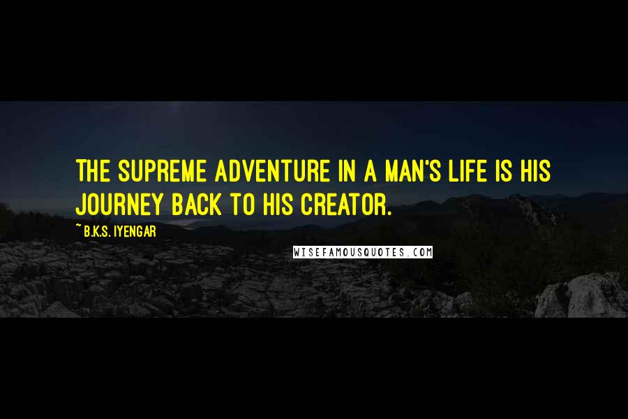 B.K.S. Iyengar Quotes: The supreme adventure in a man's life is his journey back to his Creator.