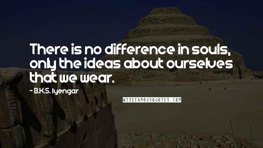 B.K.S. Iyengar Quotes: There is no difference in souls, only the ideas about ourselves that we wear.