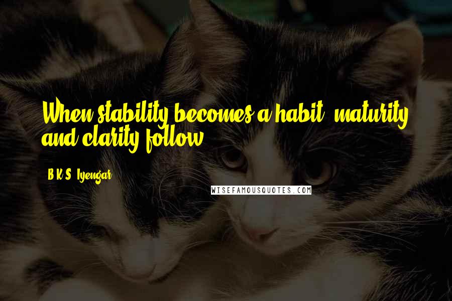 B.K.S. Iyengar Quotes: When stability becomes a habit, maturity and clarity follow.