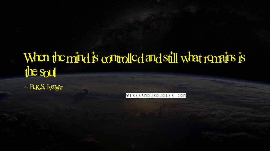 B.K.S. Iyengar Quotes: When the mind is controlled and still what remains is the soul