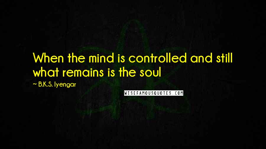 B.K.S. Iyengar Quotes: When the mind is controlled and still what remains is the soul