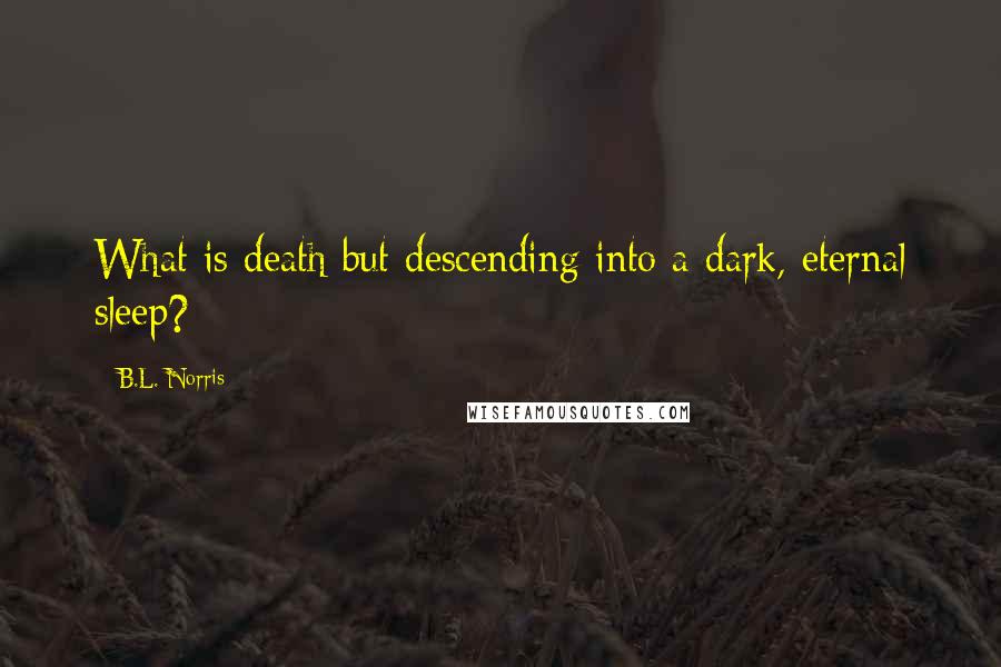 B.L. Norris Quotes: What is death but descending into a dark, eternal sleep?