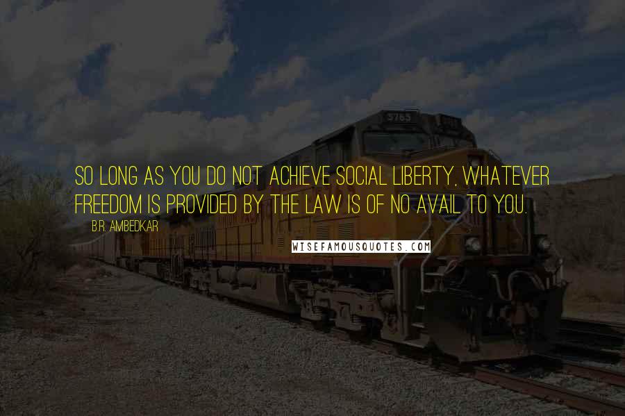 B.R. Ambedkar Quotes: So long as you do not achieve social liberty, whatever freedom is provided by the law is of no avail to you.