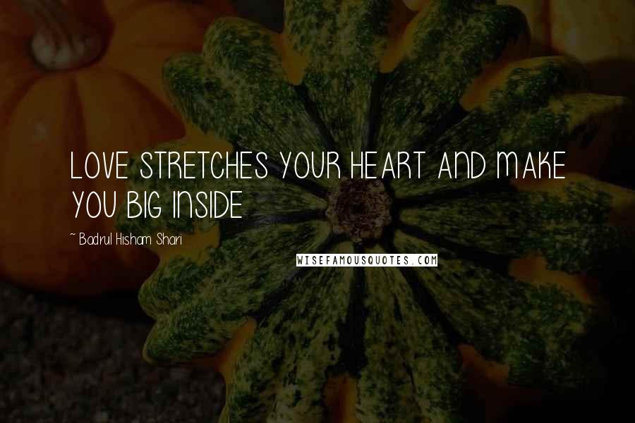 Badrul Hisham Shari Quotes: LOVE STRETCHES YOUR HEART AND MAKE YOU BIG INSIDE