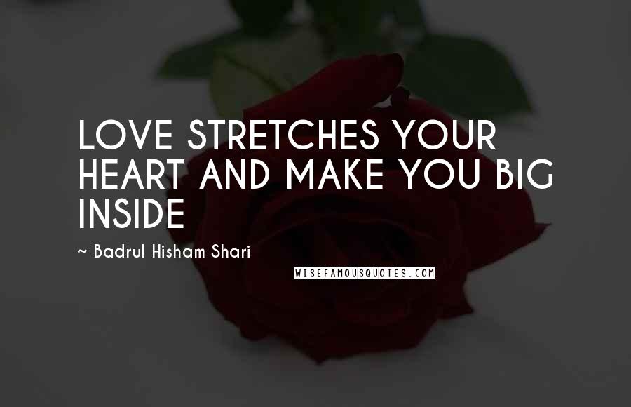 Badrul Hisham Shari Quotes: LOVE STRETCHES YOUR HEART AND MAKE YOU BIG INSIDE