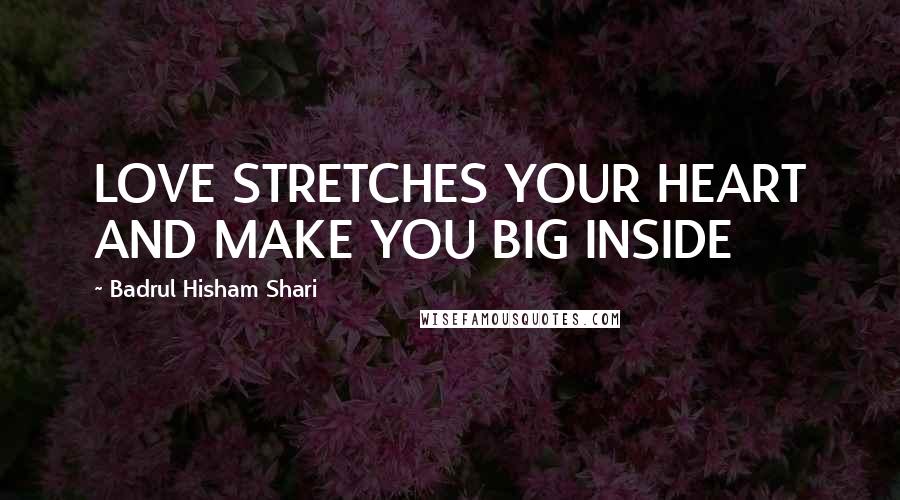 Badrul Hisham Shari Quotes: LOVE STRETCHES YOUR HEART AND MAKE YOU BIG INSIDE