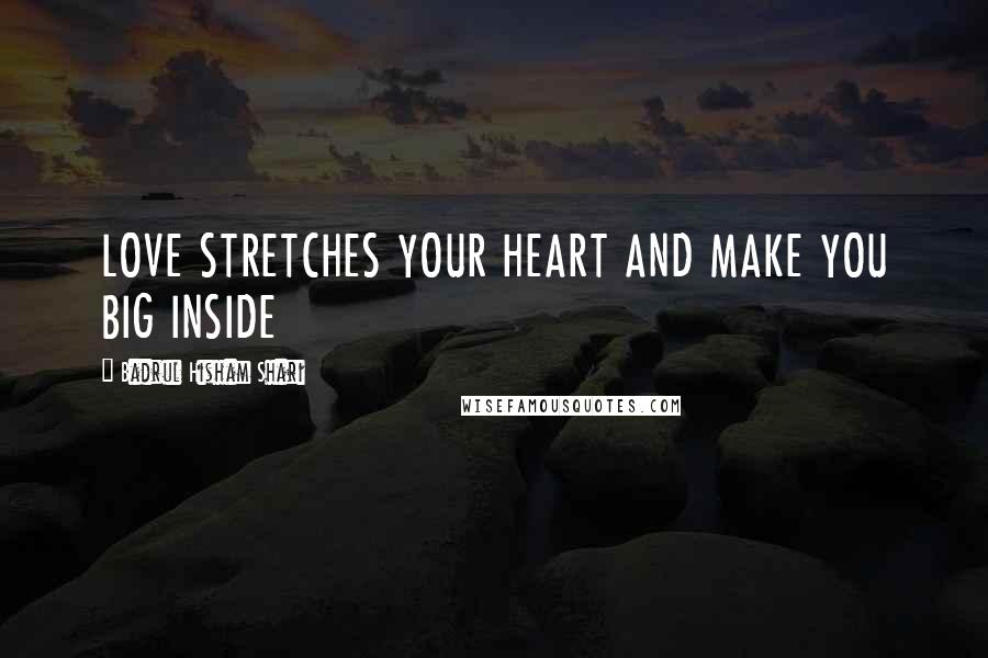 Badrul Hisham Shari Quotes: LOVE STRETCHES YOUR HEART AND MAKE YOU BIG INSIDE