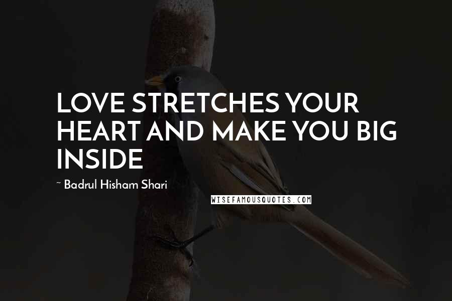 Badrul Hisham Shari Quotes: LOVE STRETCHES YOUR HEART AND MAKE YOU BIG INSIDE