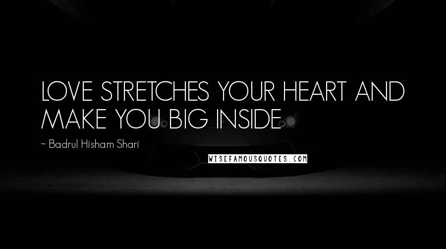 Badrul Hisham Shari Quotes: LOVE STRETCHES YOUR HEART AND MAKE YOU BIG INSIDE
