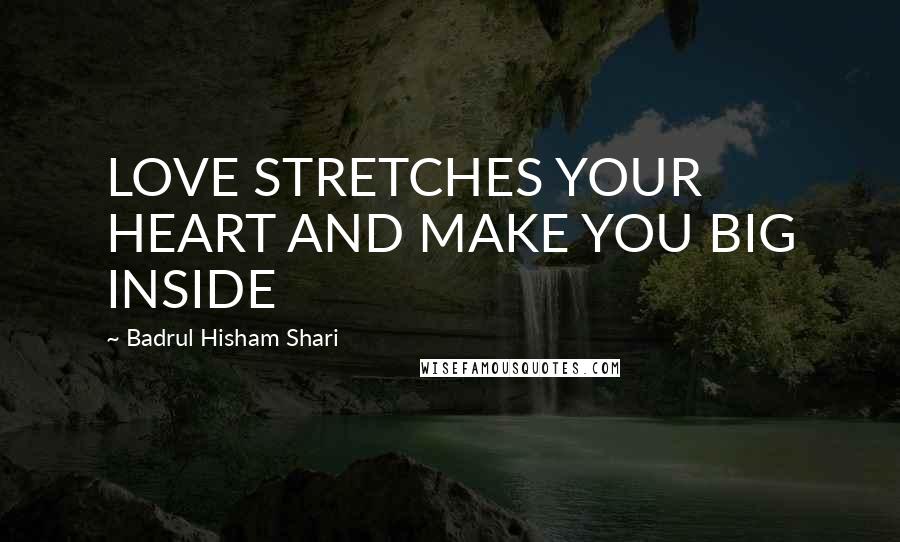 Badrul Hisham Shari Quotes: LOVE STRETCHES YOUR HEART AND MAKE YOU BIG INSIDE