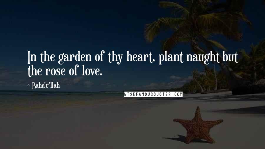 Baha'u'llah Quotes: In the garden of thy heart, plant naught but the rose of love.
