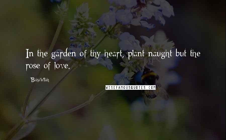 Baha'u'llah Quotes: In the garden of thy heart, plant naught but the rose of love.