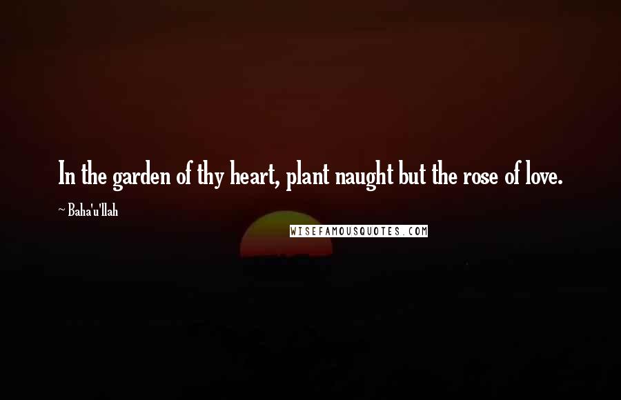 Baha'u'llah Quotes: In the garden of thy heart, plant naught but the rose of love.