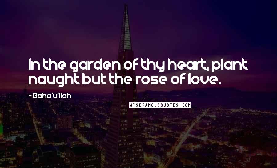 Baha'u'llah Quotes: In the garden of thy heart, plant naught but the rose of love.